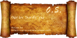 Ogrin Surány névjegykártya